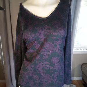 Purple Patterned Long Sleeve Top